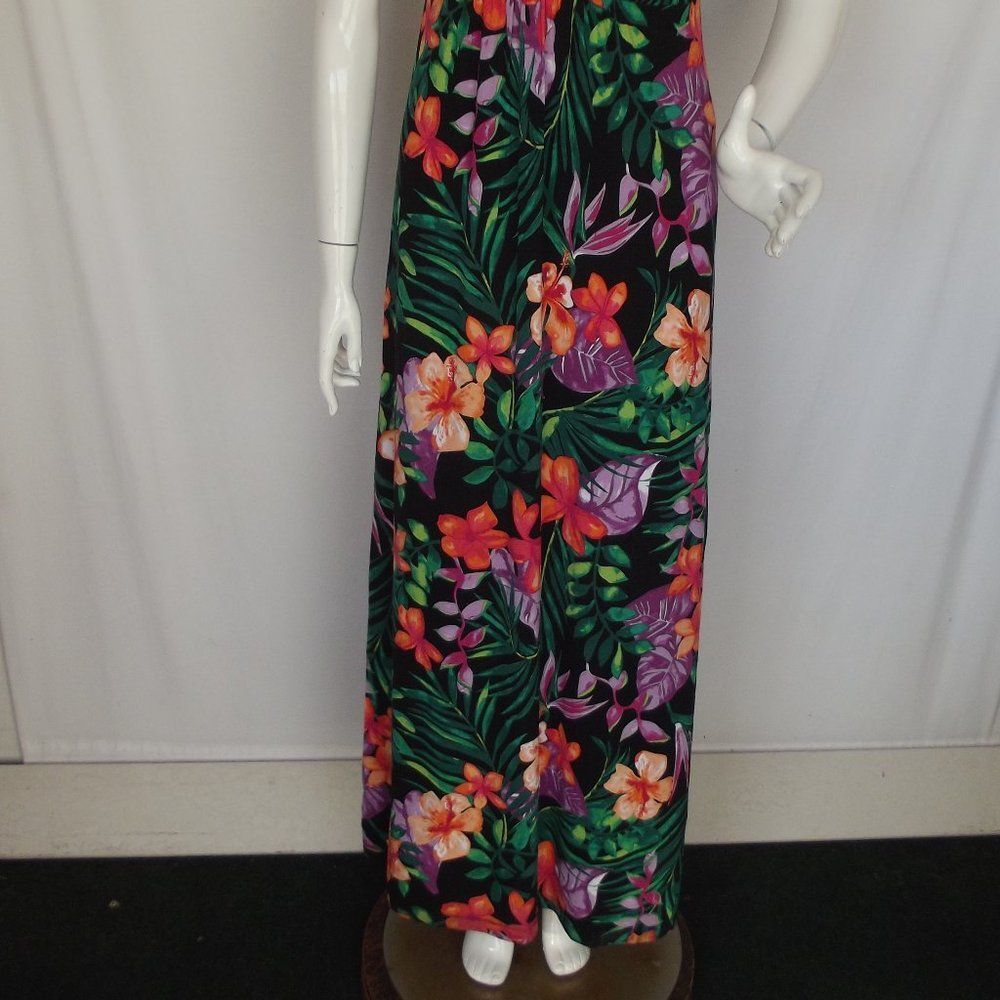 TOMMY BAHAMA Tambour Maxi Dress, S, Black/Multicolor Floral, Tank/Scoop, Jersey - Picture 8 of 12